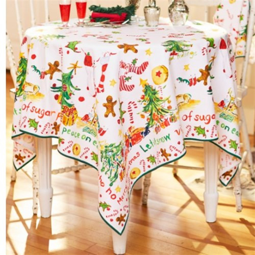 Christmas Cheer Watercolor Tablecloth by April Cornell Christmas Cheer Watercolor Tablecloth by April Cornell