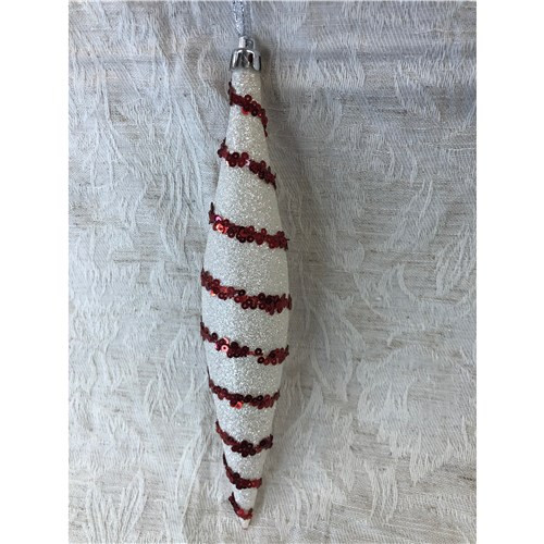White w/Red Sequin Ornament