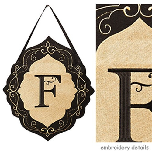 Classic Burlap Monogram "F"  Hanger