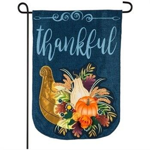 Gold Cornucopia Garden Burlap Flag