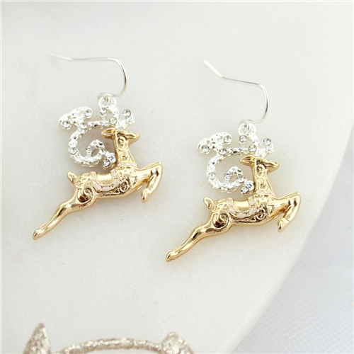 Gold and Silver Reindeer Earrings
