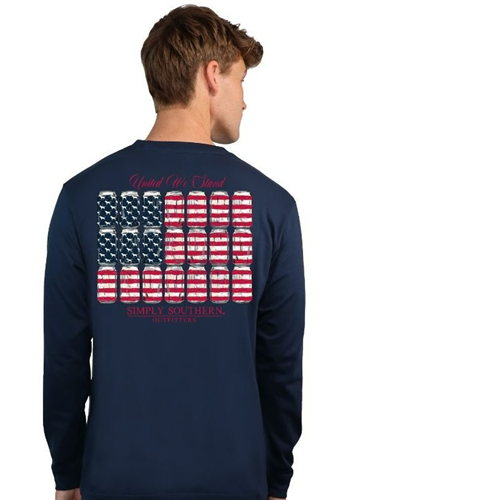Simply Southern US Flag Navy Long Sleeve Tee