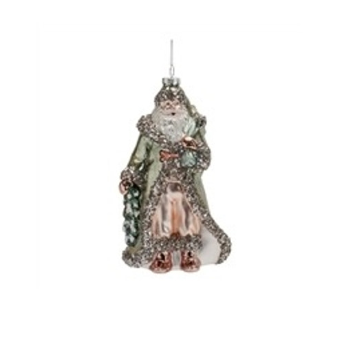 8" Glass Santa Ornament