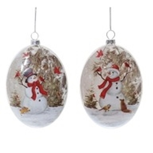5.5" Glass Snowman Ornament (Assorted Styles Available) 5.5" Glass Snowman Ornament (Assorted Styles Available)
