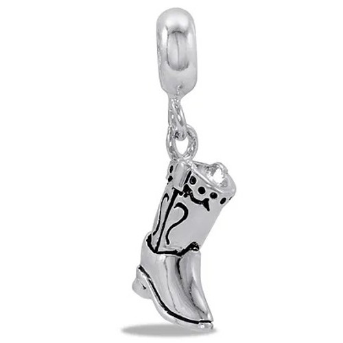 Silver Cowboy Boot Dangle DaVinci Bead Silver Cowboy Boot Dangle DaVinci Bead