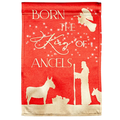 Red & Gold Christmas Night Garden Lustre Front and Back Flag Red & Gold Christmas Night Garden Lustre Front and Back Flag