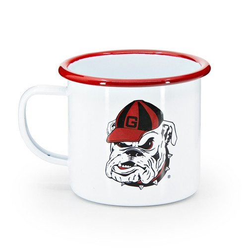 U of Georgia Enamelware 16oz Mug, Red Rim U of Georgia Enamelware 16oz Mug, Red Rim