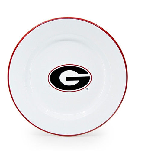U of Georgia Enamelware Dinner Plate, Red Rim U of Georgia Enamelware Dinner Plate, Red Rim