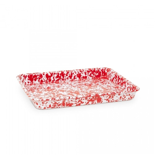 Splatter Enamelware Small Rectangular Tray | Red Splatter Enamelware Small Rectangular Tray | Red
