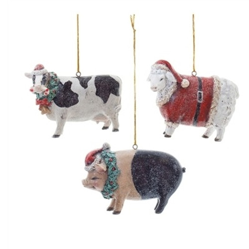 Holiday Farm Animals (3 Assorted 3.5"L x 2.5"H Resin)