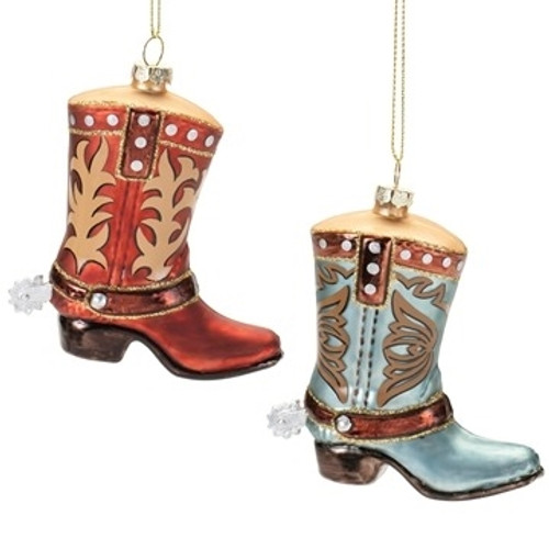 Cowboy Boot Ornament (2 Assortedt) 4.25”H Glass Cowboy Boot Ornament (2 Assortedt) 4.25”H Glass