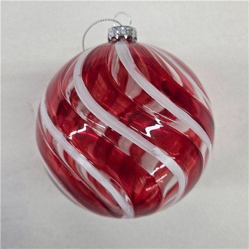 Peppermint Striped Glass Ball Ornament