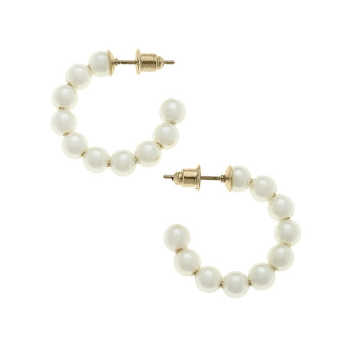 Demi Hoop Earrings in Ivory Pearl