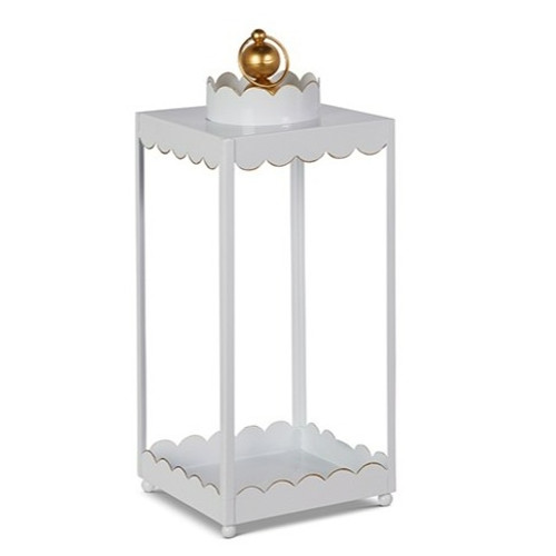 White Lantern with Gold Accent 7.75"L X 7.75"W X 20.5"H
