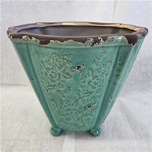 9"Footed Pot (Aqua)