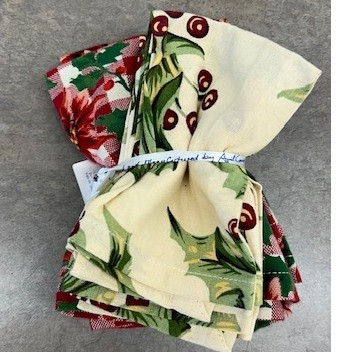 Red and White Holly Napkins Set of 6 By April Cornell