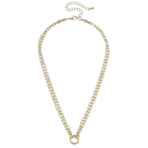 Celia 3-Row Dainty Charm Necklace Base in Shiny Gold