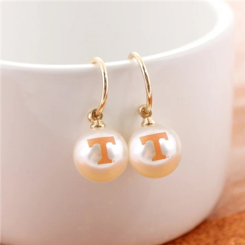 Tennessee Logo Pearl Hoop Earrings