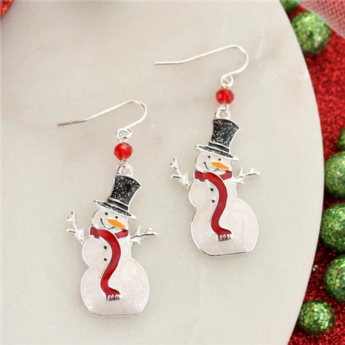 Enamel Snowman Earrings