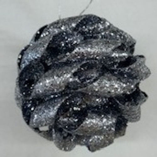 5" Silver Ball Orn W/Swirls
