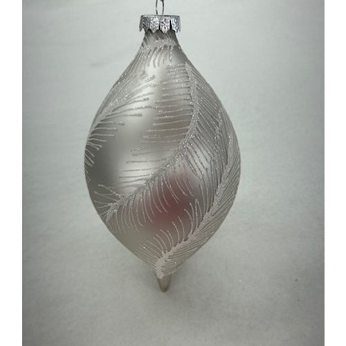 8" Silver Drop Ornament w/Feather