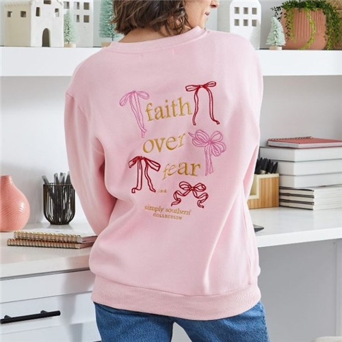 Faith Over Fear Pink Crew by Simply Southern