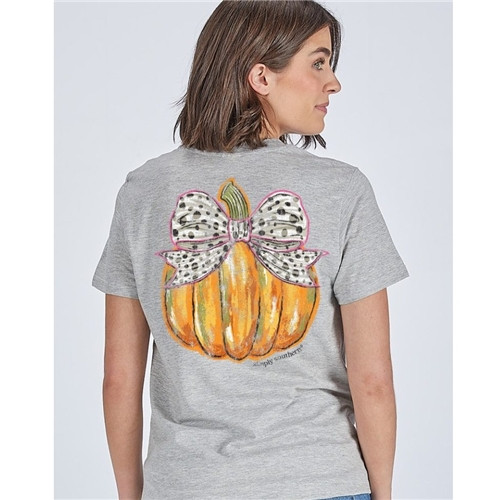Pumpkin With A Bow Grey Heather by Simply Southern