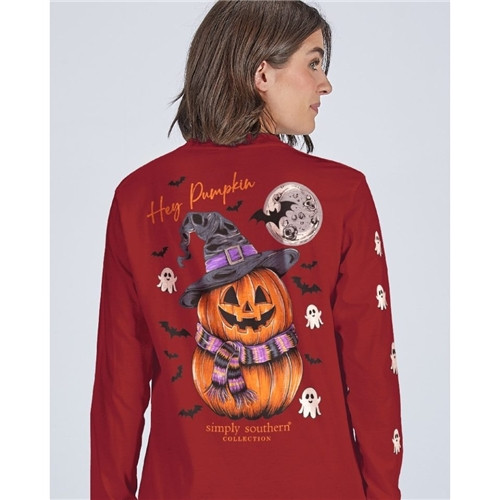 Hey Pumpkin Carmine Long Sleeve Tee by Simply Southern Hey Pumpkin Carmine Long Sleeve Tee by Simply Southern