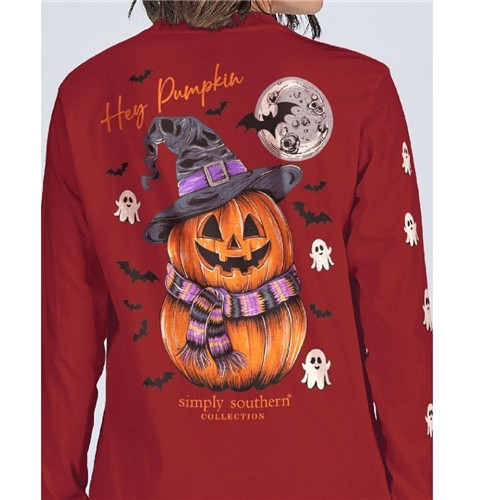 Youth Hey Pumpkin Carmine Long Sleeve Tee by Simply Southern Youth Hey Pumpkin Carmine Long Sleeve Tee by Simply Southern