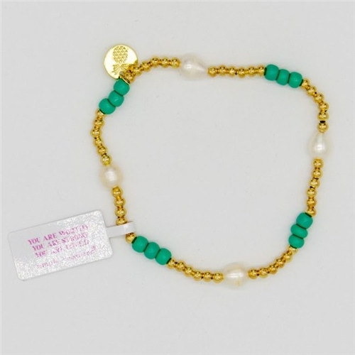 Gold and Teal Pearl Jewel Positivity Bracelet by Simply Southern
