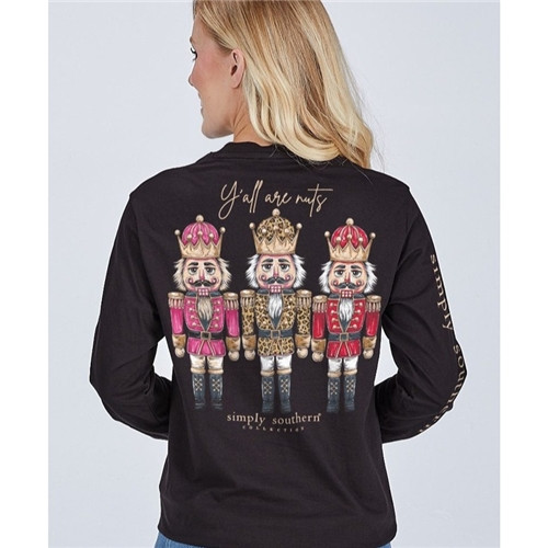 Y'all Are Nuts Nutcracker Black Long Sleeve Tee by Simply Southern Y'all Are Nuts Nutcracker Black Long Sleeve Tee by Simply Southern