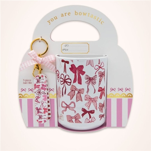 Pink Bow Mug Set With Key Ring and Nail File by Simply Southern Pink Bow Mug Set With Key Ring and Nail File by Simply Southern