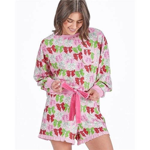 Pajama Set Long Sleeve Shirt With Shorts Dot Bows by Simply Southern Pajama Set Long Sleeve Shirt With Shorts Dot Bows by Simply Southern