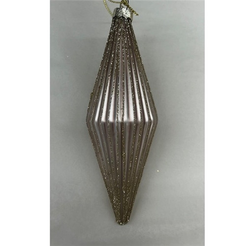 Diamond Drop Glass Ornament / Color champagne