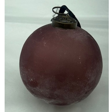 Frosted Plum Glass 4"D Ball Ornament