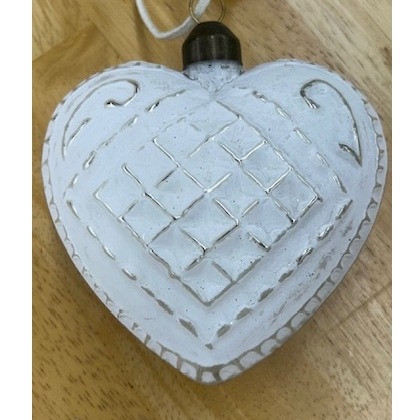 White Heart Glass Ornament