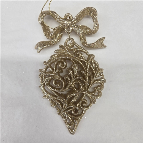 5" Glittered Teardrop Ornament with Bow