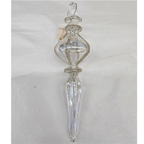 7.5" Glitter and Clear Finial Ornament