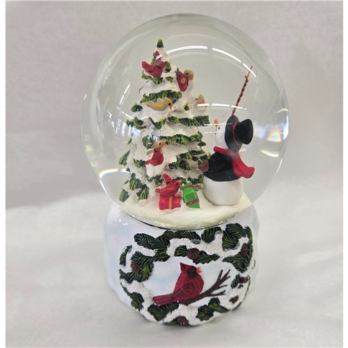 5.5" Snowman and Bird Glitter Snowglobe