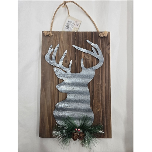 Corrugated Deer On Wooden Hanger