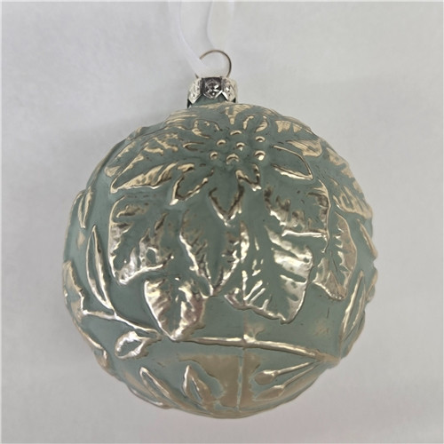 3" Gold and Green Glass Ball Ornament