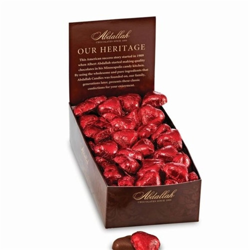 0.31 oz Red Foiled Milk Chocolate Heart (Sold Individually)