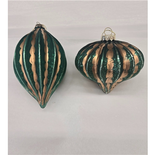 Gold/Green Glass Ornament (Sold Individually)