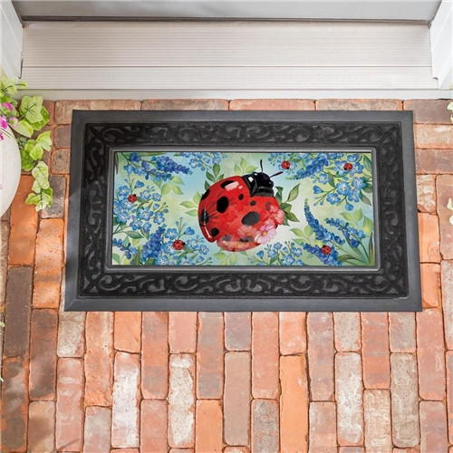 Pollinator Garden Blue Florals Ladybug Sassafras Switch Mat