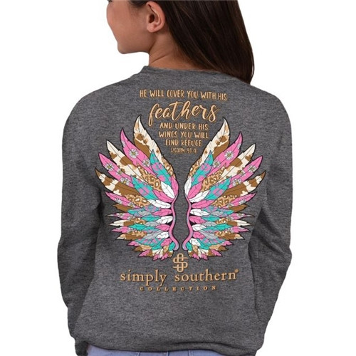 He Will Cover You With His Feathers Long Sleeve Tee by Simply Southern