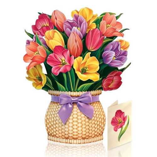 Fresh Cut Paper Mini Festive Tulips Greeting Card Sample