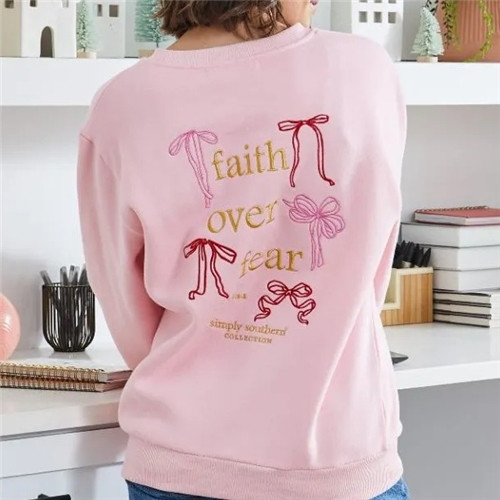 Faith Over Fear Pink Crew by Simply Southern