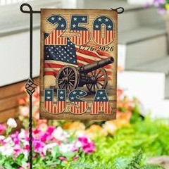 250th Anniversary Cannons Burlap Garden Flag
