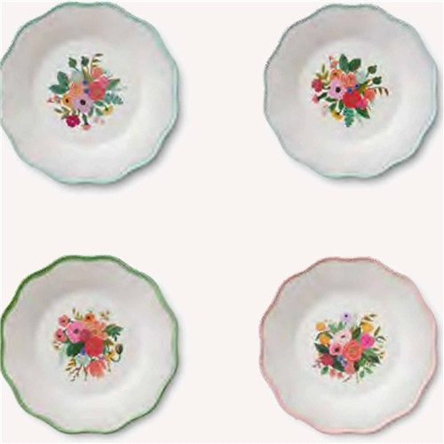 Garden Party Melamine Assorted Dessert Plates Set of 4