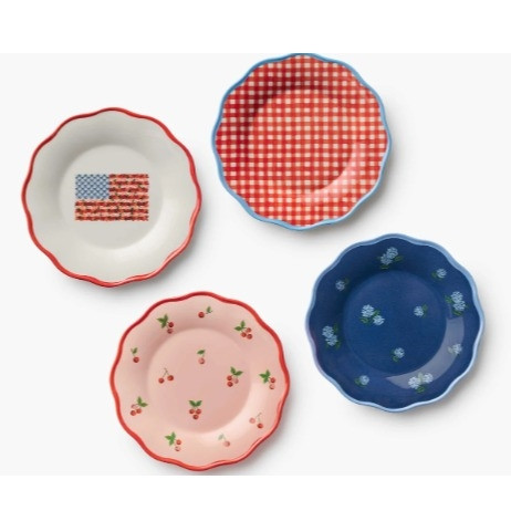Americana Melamine Dessert Plates- Set of 4, Assorted